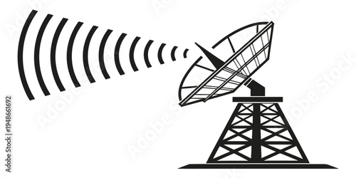 a satellite dish on a tower emitting signals Vector