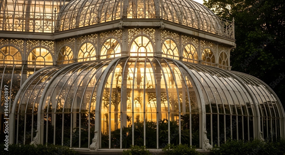 Obraz premium Ornate Victorian Greenhouse at Sunset
