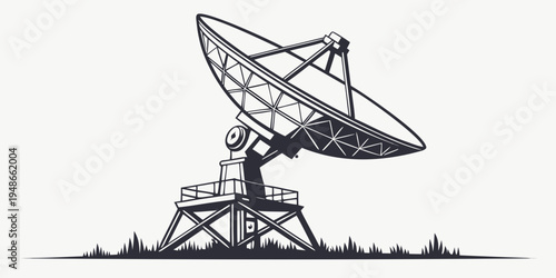 a man working on a large satellite dish Vector