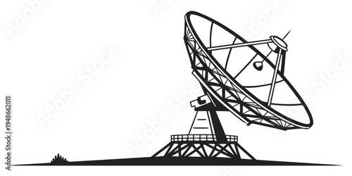 a large satellite dish on a metal tower Vector