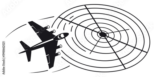 a small airplane flying through a radar detection zone Vector