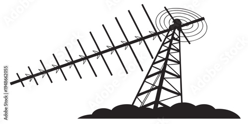 a large antenna tower with a directional antenna Vector