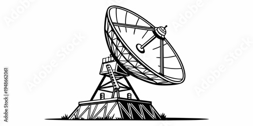 a large satellite dish on a mountaintop Vector
