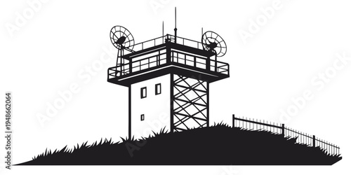 a tall tower with antennas on top Vector