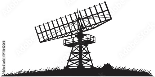 a black silhouette of a windmill on a grassy hill Vector