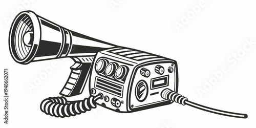 a megaphone with a corded microphone Vector