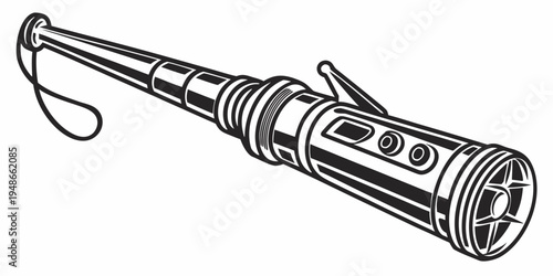 a flashlight with a wrist strap Vector