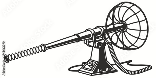 a large caliber anti-aircraft gun with a long barrel Vector