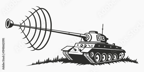 a tank with a large satellite dish on its cannon Vector