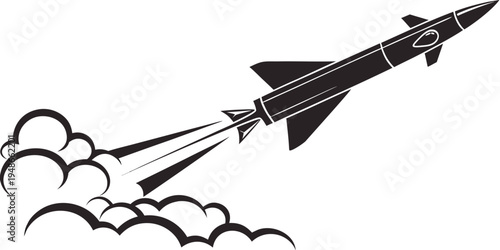 a black and white illustration of a missile Vector