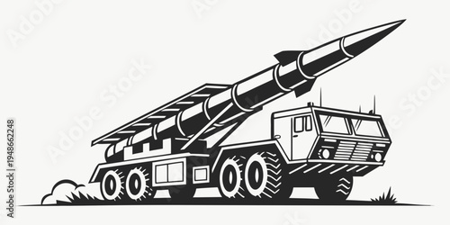 a large truck with a rocket on the back Vector