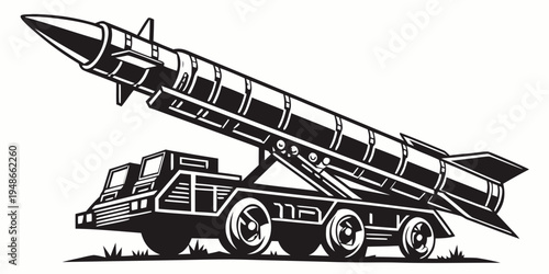 a large missile on a truck Vector