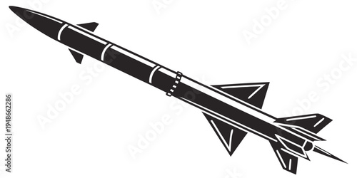 a black and white illustration of a missile Vector