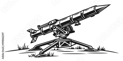 a missile launcher on a tripod stand Vector