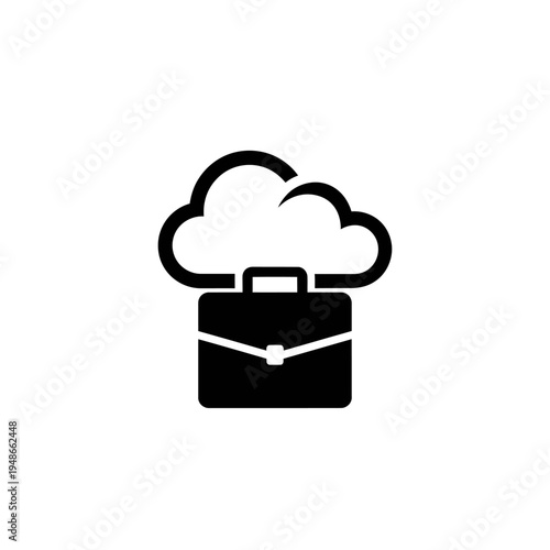 Cloud Business Icon: Briefcase with Cloud Symbol, Digital Transformation Concept