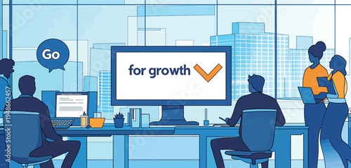 Team meeting in office with focus on growth strategy and collaborative planning