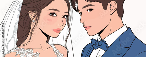 Couple in wedding attire looking at each other with joy and love in their eyes