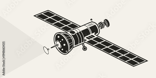 a satellite with solar panels in space Vector