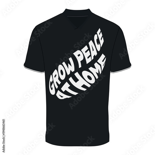 Grow Peace At Home Minimal Plant Quote Botanical Typography Design