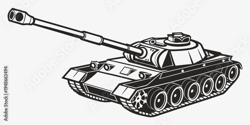 a black and white drawing of a tank Vector