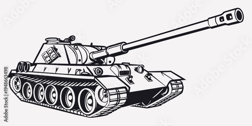 a black and white drawing of a tank Vector