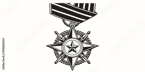 a silver medal with a star in the center Vector