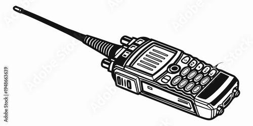 a handheld radio transceiver with antenna Vector