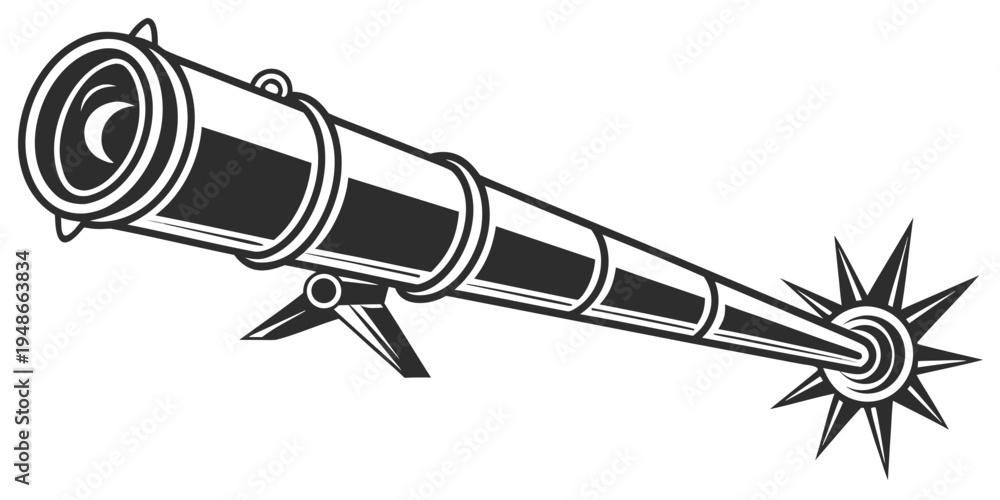 Naklejka premium a black and white drawing of a cannon Vector