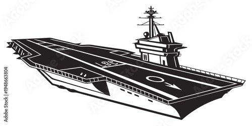 a large aircraft carrier on the ocean Vector