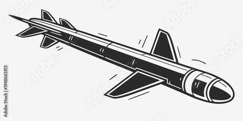 a black and white drawing of a missile Vector