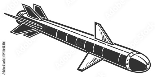 a black and white drawing of a missile Vector