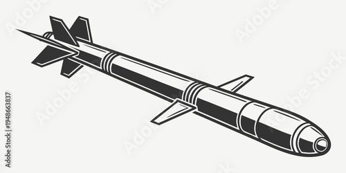 a missile with fins and a pointed tip Vector