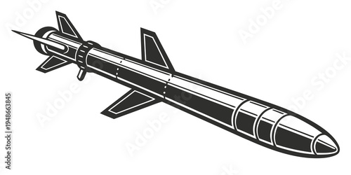 a missile with fins and a pointed tip Vector