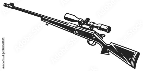 a black rifle with a scope on top Vector