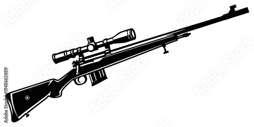 a black rifle with a scope on top Vector