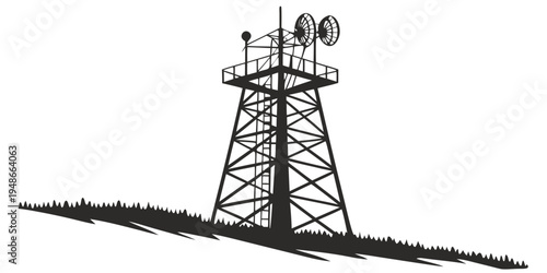 a tall metal tower with antennas on top Vector