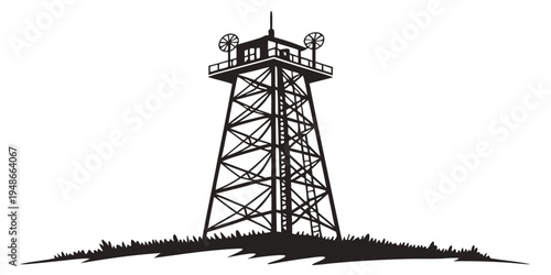 a tall metal cell tower on a hill Vector
