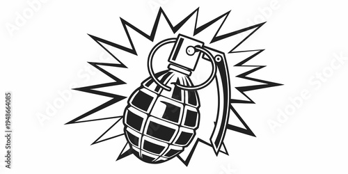 a black and white drawing of a grenade Vector
