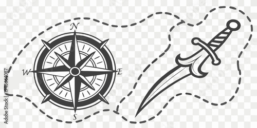 a compass and a dagger Vector
