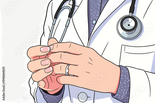 Doctor prepares for a patient consultation in a health office setting during daytime hours