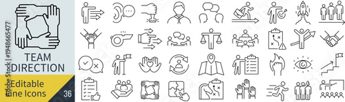 線の編集ができるチームディレクションに関するアイコンセット（アウトライン化していない）
