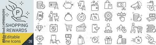 線の編集ができる買物特典に関するアイコンセット（アウトライン化していない）
