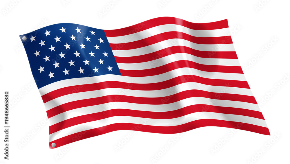 Obraz premium Vivid digital illustration of a dynamically waving United States national banner