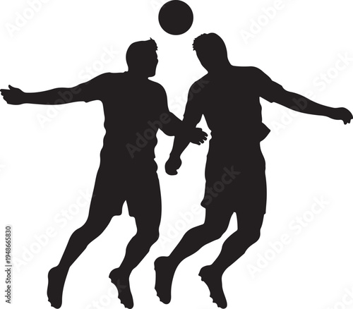 Vector illustration of two soccer players in black silhouette