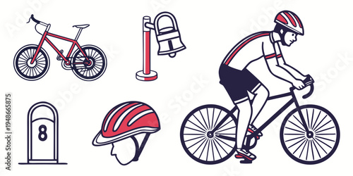 a cyclist riding a bike with safety gear Vector