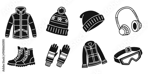 a collection of winter clothing and accessories Vector