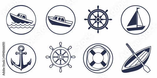 a collection of nautical icons and symbols Vector