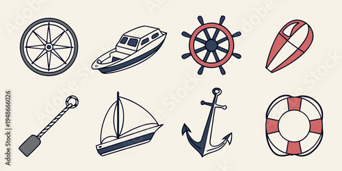a collection of nautical icons and symbols Vector