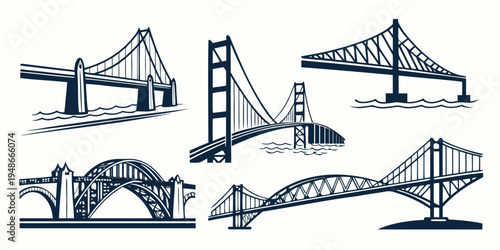 six different types of bridges are shown Vector