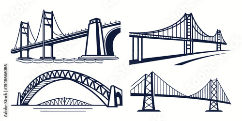 four different types of bridges are shown Vector